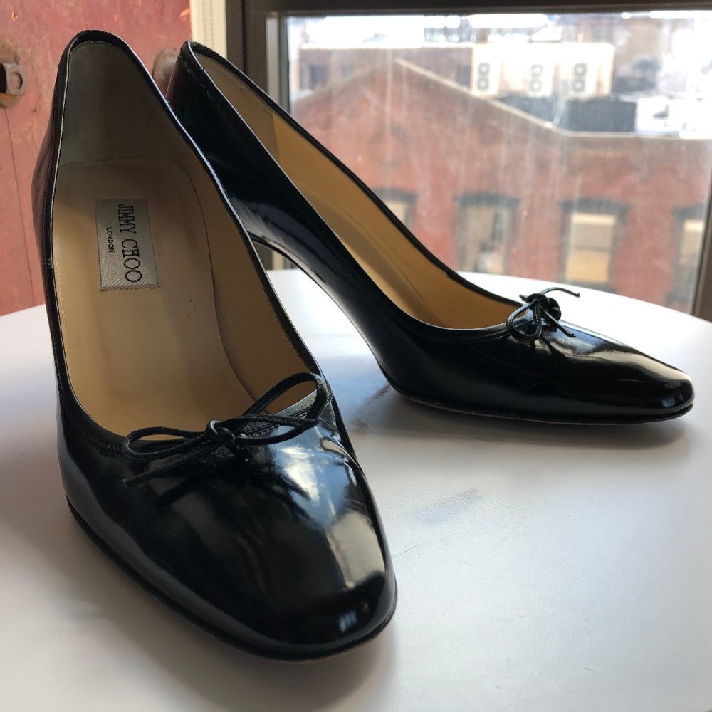 Jimmy Choo Black Patent Leather Ballet Pumps 8.5
